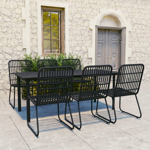 7-tlg. Garten-Essgruppe Poly Rattan und Glas