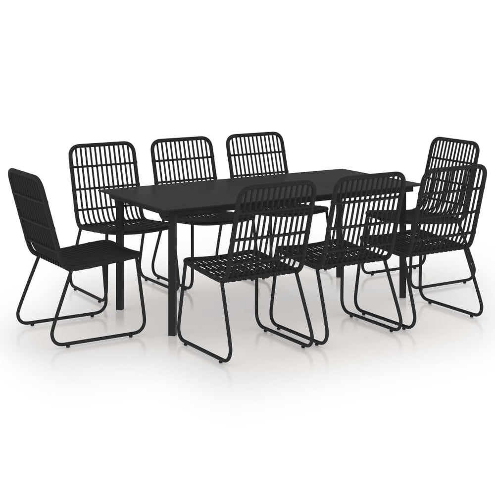9-tlg. Garten-Essgruppe Poly Rattan und Glas