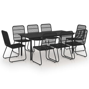 9-tlg. Garten-Essgruppe Poly Rattan und Glas