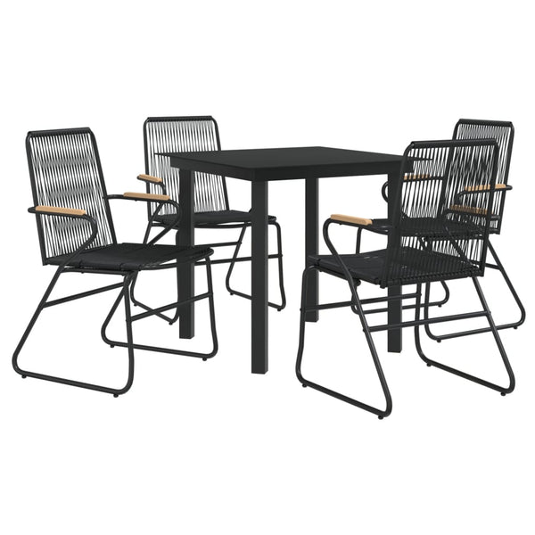 5-tlg. Garten-Essgruppe Schwarz PVC Rattan