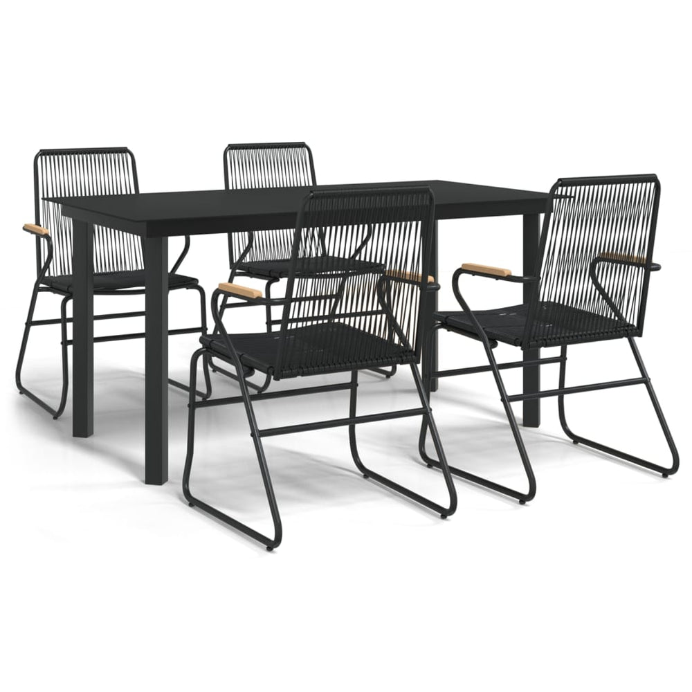5-tlg. Garten-Essgruppe Schwarz PVC Rattan