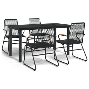 5-tlg. Garten-Essgruppe Schwarz PVC Rattan
