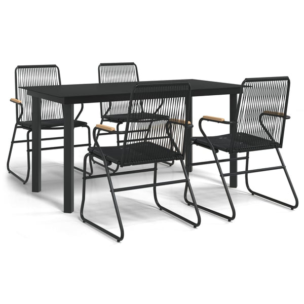 5-tlg. Garten-Essgruppe Schwarz PVC Rattan