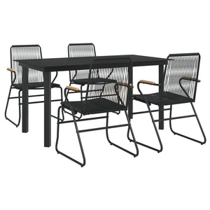 5-tlg. Garten-Essgruppe Schwarz PVC Rattan