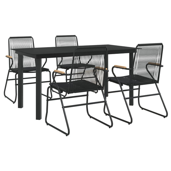 5-tlg. Garten-Essgruppe Schwarz PVC Rattan