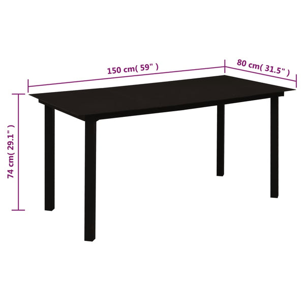 5-tlg. Garten-Essgruppe Schwarz PVC Rattan