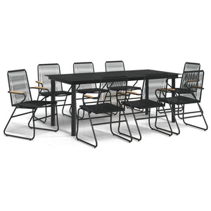 9-tlg. Garten-Essgruppe Schwarz PVC Rattan