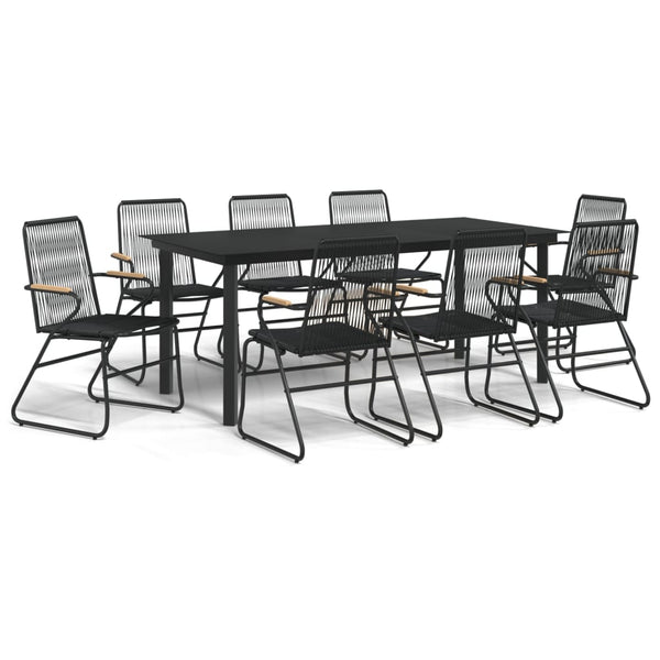 9-tlg. Garten-Essgruppe Schwarz PVC Rattan