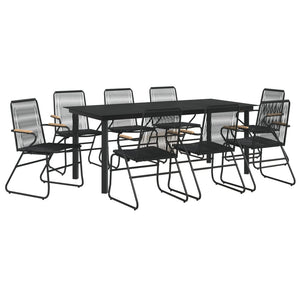 9-tlg. Garten-Essgruppe Schwarz PVC Rattan