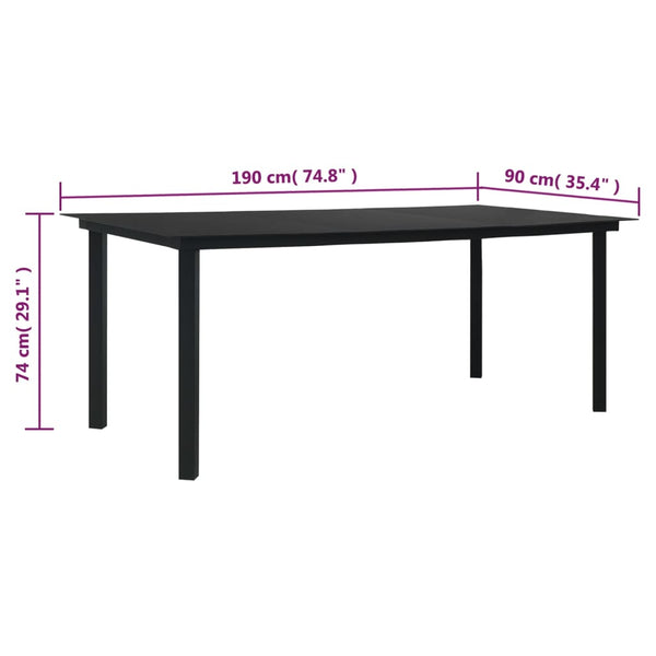 9-tlg. Garten-Essgruppe Schwarz PVC Rattan
