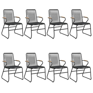9-tlg. Garten-Essgruppe Schwarz PVC Rattan