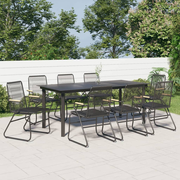 9-tlg. Garten-Essgruppe Schwarz PVC Rattan