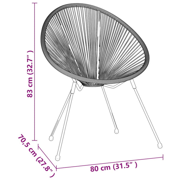 3-tlg. Garten-Essgruppe PVC Rattan Schwarz