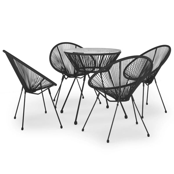 5-tlg. Garten-Essgruppe PVC Rattan Schwarz