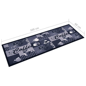 vidaXL Tapis de cuisine lavable Café Bleu 60x300 cm
