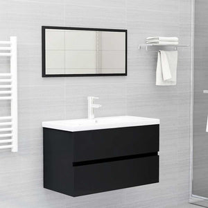 Schwarzes 2-tlg. Badmöbel-Set