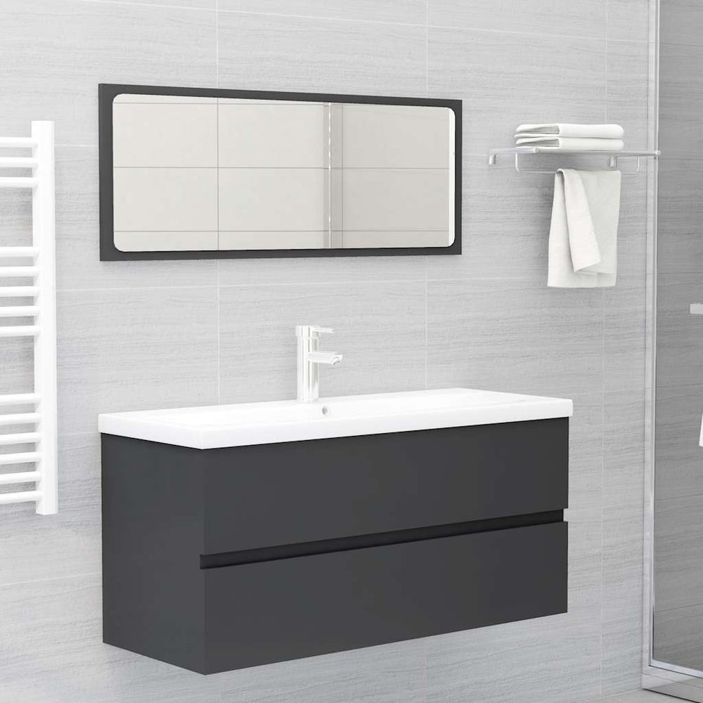 vidaXL Ensemble de meubles de salle de bain 2 pcs Gris Bois d'ingénierie