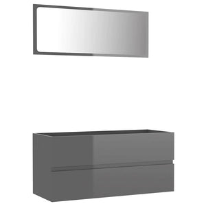 Badmöbel Set, Hochglanz Grau, 2-teilig