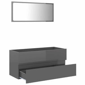 Badmöbel Set, Hochglanz Grau, 2-teilig