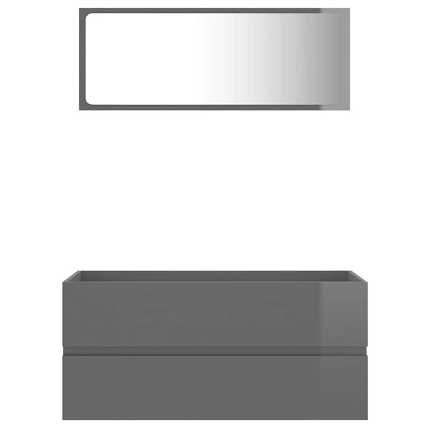 Badmöbel Set, Hochglanz Grau, 2-teilig