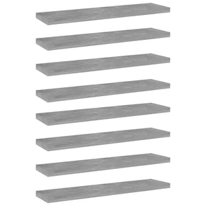 Betongraue Bücherregal-Bretter, 8er-Set
