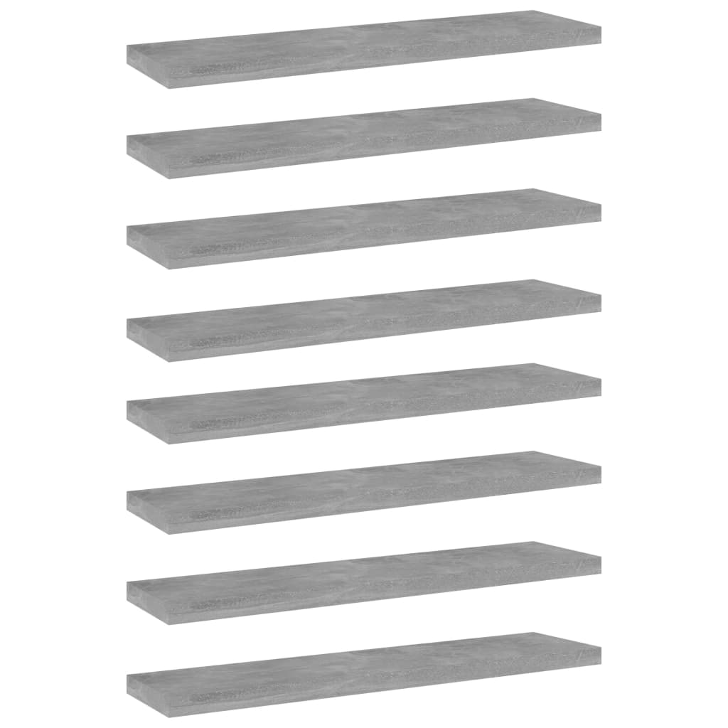 Betongraue Bücherregal-Bretter, 8er-Set