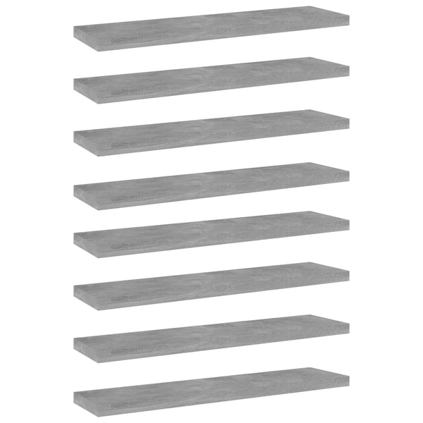 Betongraue Bücherregal-Bretter, 8er-Set