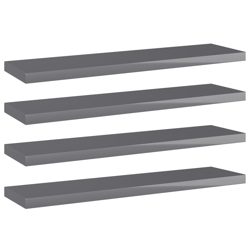 Bücherregal Bretter Hochglanz Grau 40x10 cm, 4er Set