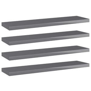 Bücherregal Bretter Hochglanz Grau 40x10 cm, 4er Set