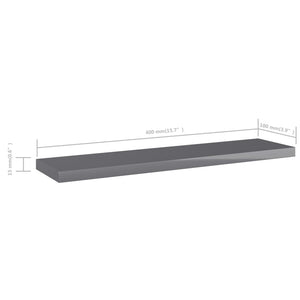 Bücherregal Bretter Hochglanz Grau 40x10 cm, 4er Set
