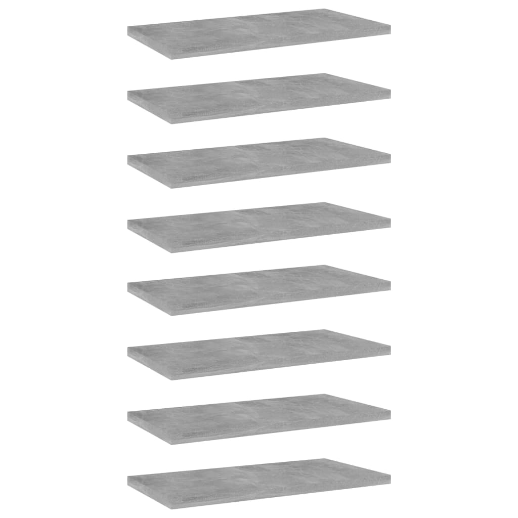Betongraue Bücherregal Bretter, 8er Set