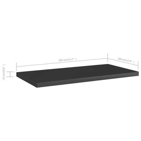 Bücherregal Bretter Hochglanz Schwarz 40x20 cm, 4er Set