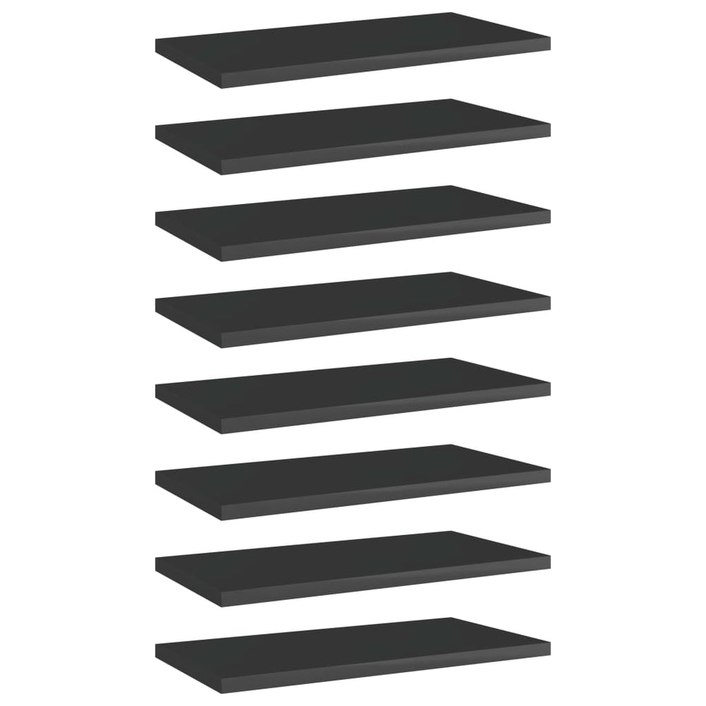 Bücherregal Bretter Schwarz Hochglanz 40x20 cm, 8er Set