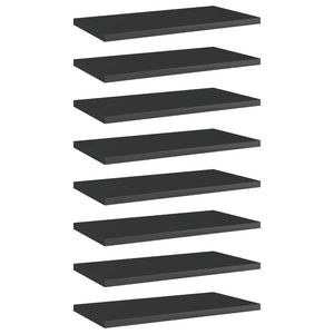 Bücherregal Bretter Schwarz Hochglanz 40x20 cm, 8er Set