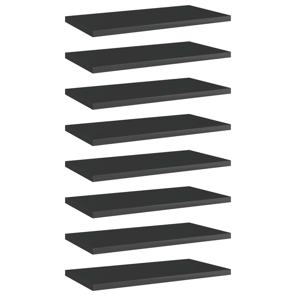 Bücherregal Bretter Schwarz Hochglanz 40x20 cm, 8er Set