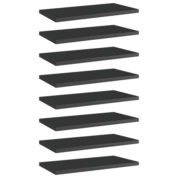 Bücherregal Bretter Schwarz Hochglanz 40x20 cm, 8er Set