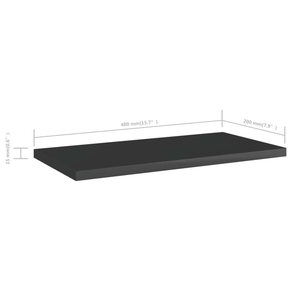 Bücherregal Bretter Schwarz Hochglanz 40x20 cm, 8er Set