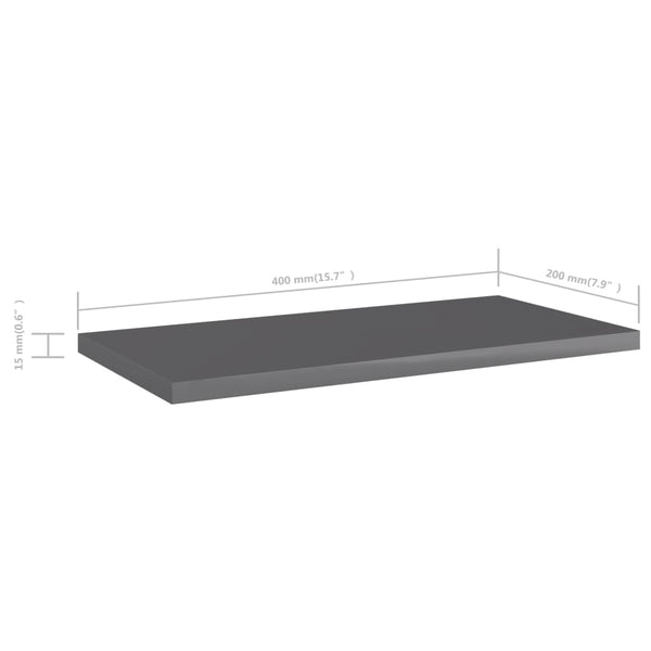 Regalbretter Hochglanz Grau 40x20 cm, 4er Set