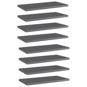Regalbretter Hochglanz Grau 40x20 cm, 8er Set