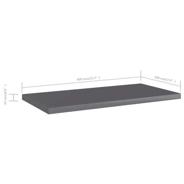 Regalbretter Hochglanz Grau 40x20 cm, 8er Set