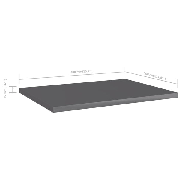 Bücherregal Bretter Hochglanz Grau 40x30 cm, 8er Set