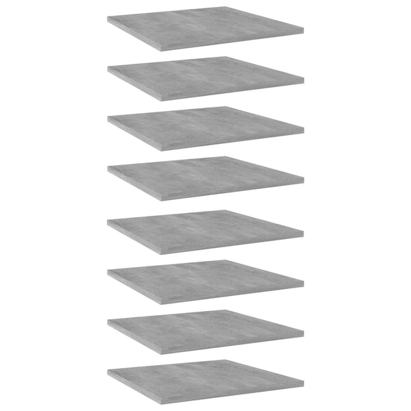 Betongraue Bücherregal-Bretter, 8er-Set