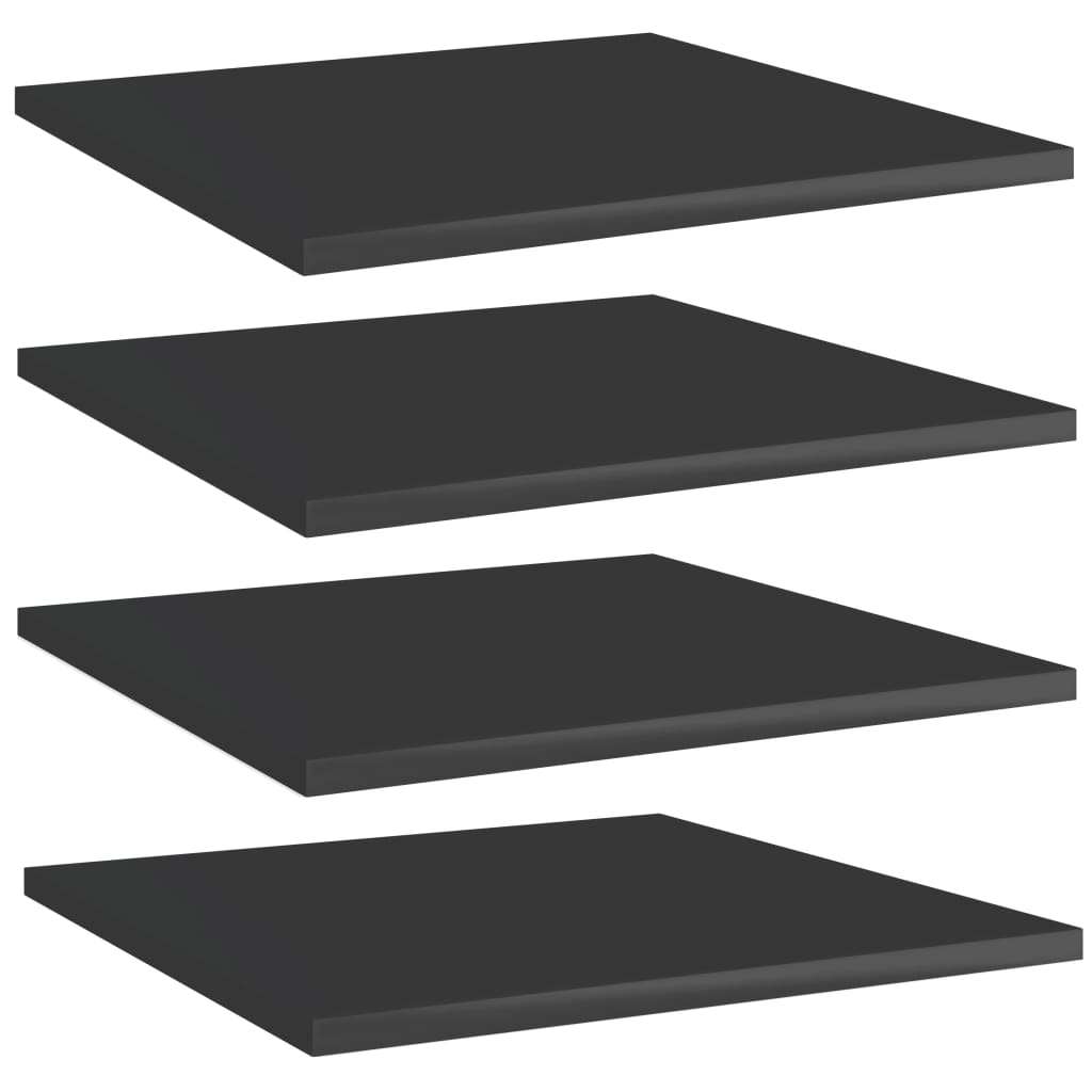 Regalbretter Schwarz Hochglanz 40x40 cm, 4er-Set