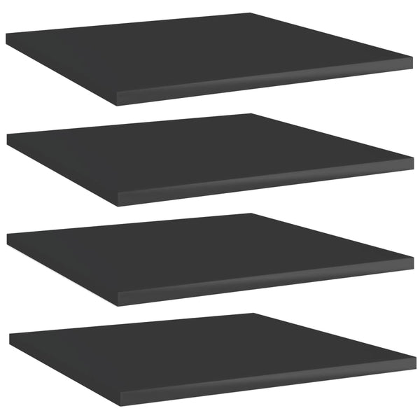 Regalbretter Schwarz Hochglanz 40x40 cm, 4er-Set