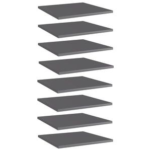 Bücherregal Bretter Hochglanz Grau 40x40cm, 8er Set