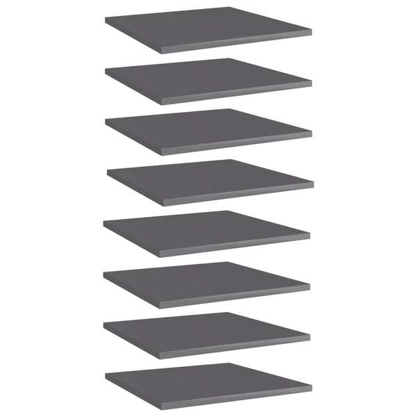 Bücherregal Bretter Hochglanz Grau 40x40cm, 8er Set