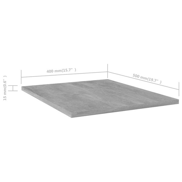 Betongraue Bücherregal-Bretter, 4er-Set