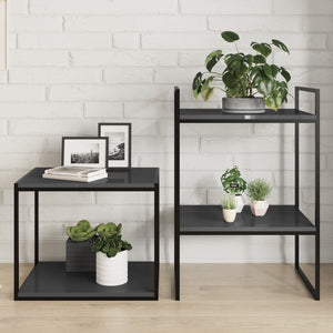 Bücherregal Bretter Grau Hochglanz 4er-Set