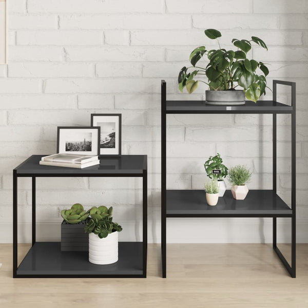 Bücherregal Bretter Grau Hochglanz 4er-Set