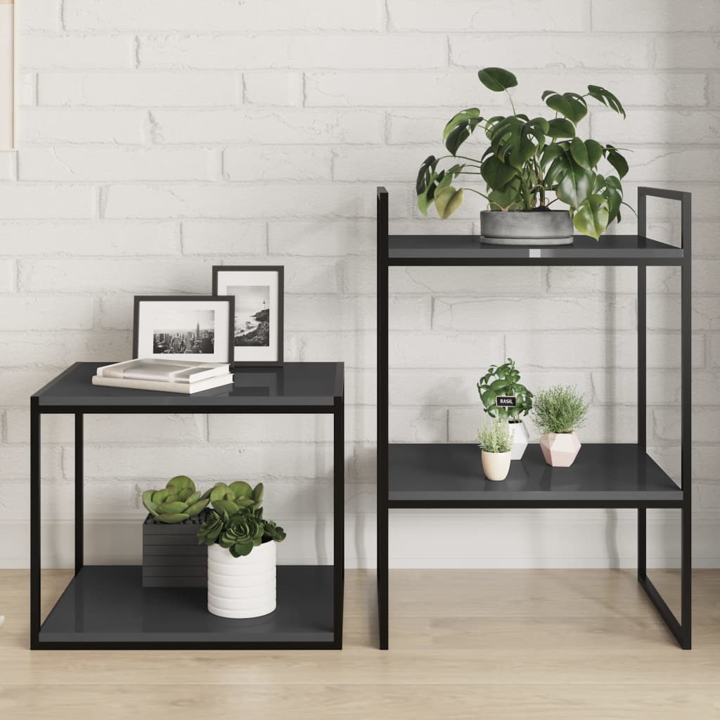 Bücherregal Bretter Grau Hochglanz 4er-Set